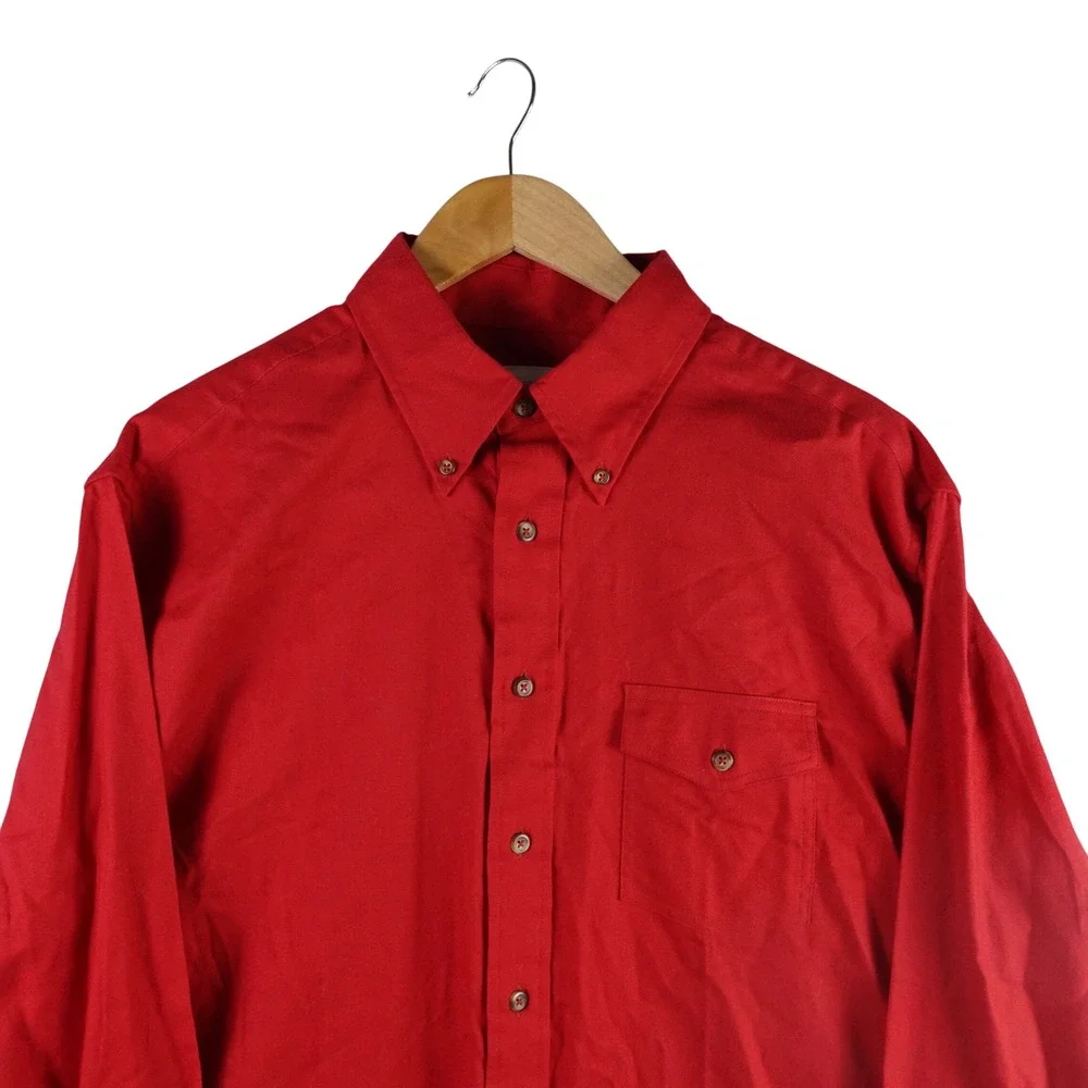 Brooks Brothers 346 Mens Large Red Cotton Twill Button Down Shirt Regular Fit